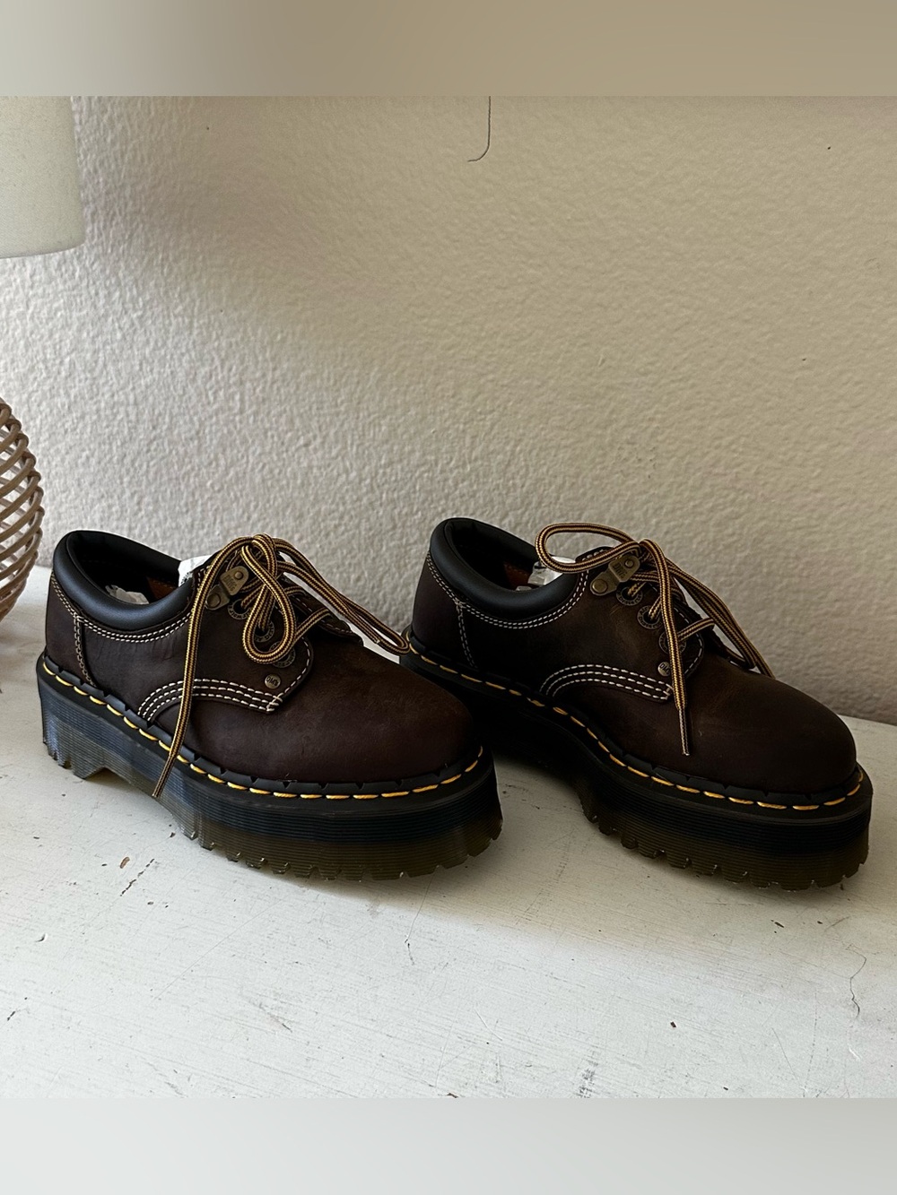 Women’s Brown Leather Lace-Up Platform Shoes